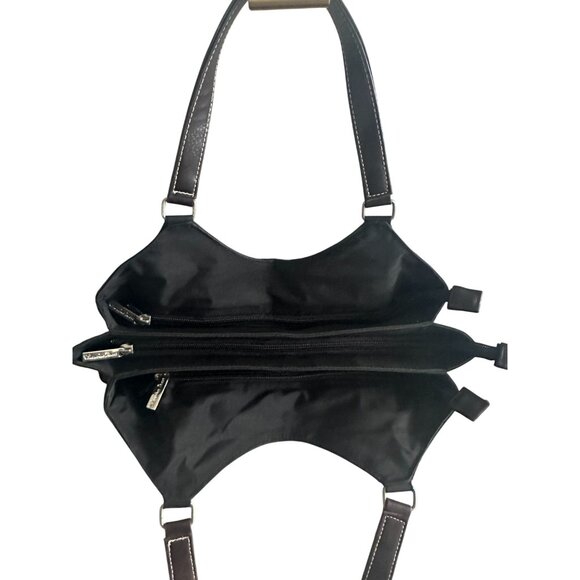 VALENTINO ROSSA Black Brown Logo Shoulder Tote Bag - Picture 3 of 11